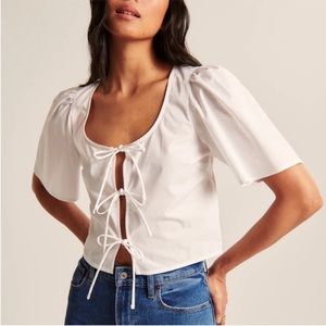 Abercrombie white tie front top